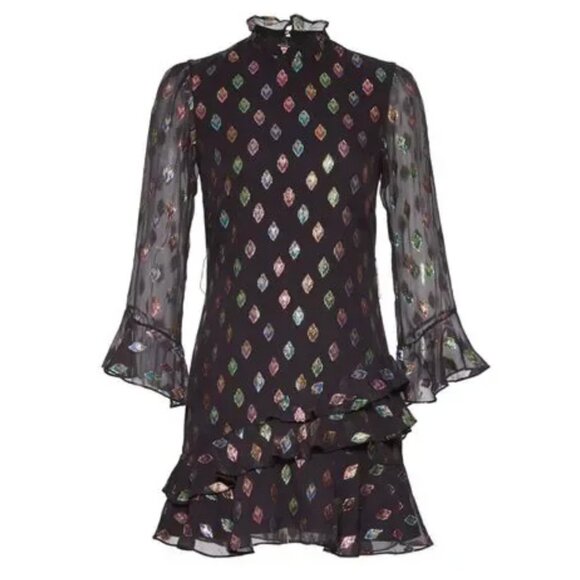 SALONI Marissa Mini Dress - Black Rainbow - US Size 12 - Picture 2 of 14